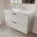 Тумба с раковиной для ванной MEBELVANN Arcadia 100 см подвесная белая 2 ящика