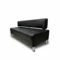 Диван прямой прага 170х67х77 см, нераскладной, черная экокожа