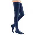 Чулки medi mediven elegance 289W/290W с ажурной резинкой на силиконовых лентах на широкое бедро, противоварикозные, 2 класс, размер: 2, длина: 72-83 см, темно-синий