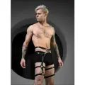 Портупея мужская на ноги - гартер кожаный на бедра, черный, размер M/L