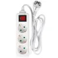 Удлинитель Volsten, 3 гнезда, 1.5 м, с выключателем, 10 А, 2200 Вт, с заземлением