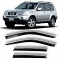 Хромированные дефлекторы боковых стекол Cobra Tuning на Nissan X-Trail T30 2001 - 2007 - Хром ветровики боковых окон для Ниссан Х-Трейл, Т30 2001 - 2007