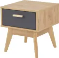 Тумба прикроватная SCANDICA Хортен, 41х45х40 см, ящик, ЛДСП/МДФ, цвет графит, дуб натуральный светлый