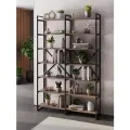 Стеллаж лофт BRUNO DOUBLE 7 полок (210х134х34см) Дуб Веллингтон