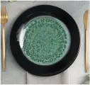 Тарелка, 1 шт, диаметр 24 см Верде-Ноте, завод Хорекс, фарфор, цвет черный и зеленый