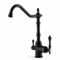 Смеситель для кухни итальянский с фильтром для питьевой воды и высоким поворотным изливом, черный