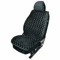 Накидки-чехлы для Мерседес-Бенц ЦЛ-класс (2002 - 2006) купе-хардтоп / Mercedes-Benz CL-Class на передние сиденья Luxe VB, Велюр, Черный с бежевой строчкой.