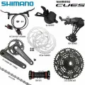Комплект трансмиссии для горного велосипеда Shimano CUES U6000, трансмиссия 1X10 SL-R/RD (с окном), кассета, цепь, кривошип плюс каретка, тормоза MT200 с роторами 160 мм. (Набор из 8 шт.)