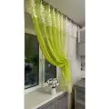 Кухонная шторка омбре салатовая с белым, с ламбрекеном , ширина 3м, высота 1,7м