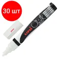 Комплект 30 штук, Маркер меловой UNI PWE-5M, белый, 1.8-2.5 мм.