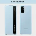 Чехол Neutral Mirror Smart Window, для Samsung S20, флип-тип, ПК+кожа, светло-голубой
