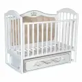Кроватка детская для новорожденных Антел Anita-999 с мягкой спинкой, маятником и ящиком, массив березы, белый