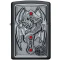 Зажигалка ZIPPO Winged Dragon Cross с покрытием Black Matte, латунь/сталь, чёрная, 38x13x57 мм