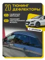 Плоские тюнинг дефлекторы с хромом для Hyundai i40 универсал (2011-2019) 1 поколение / Ветровики на Хендай i40 универсал / 2d дефлекторы. Комплект 6 шт.