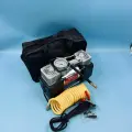 Компрессор мощный двухпоршневой TORNADO DC12V 23А 12В, насос автомобильный двухцилиндровый электрический, от аккумулятора для колес и шин автомобиля