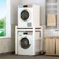 Усиленный стеллаж для стиральной и сушильной машины, белый каркас, дуб термо темный