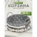 Корзина 25х10 см, круглая, плетеная, с металлическим каркасом и текстильной вставкой, с ручками