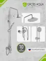 Душевая система тропический душ со смесителем и регулируемой высотой штанги GROSS AQUA Flat, латунь, нержавеющая сталь, abs-пластик, хром, GA9008SMD02.