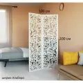 Ширма высокая для салона красоты. Ширма для зонирования комнаты. модель Альберо 200*100 см, цвет белый.