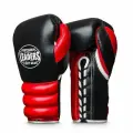 Перчатки боксерские LEADERS LS на шнуровке BK/RD