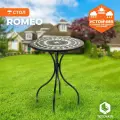 Стол садовый круглый металлический TetChair ROMEO, черный /плитка калейдоскоп