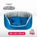 Лежанка для собак и кошек Zooexpress Oxford №4 со съемной подушкой, 58х43х18 см, синий/серый