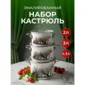 Набор кастрюль Лысьвенские эмали Однажды в сказке,3шт (2л, 3л, 4,5л) эмалированных с крышками для всех видов плит