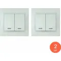 Выключатель Lezard / Лезард Mira, 10А IP20 с подсветкой скрытой установки белый 82х82х37мм двухклавишный, 701-0202-112 / переключатель (комплект из 2 шт)