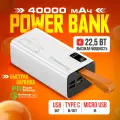 Повербанк Powerbank 40000mah с быстрой зарядкой, внешний аккумулятор для телефона iPhone, Xiaomi, Samsung