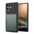 Чехол Spigen на Samsung Galaxy S25 Ultra (ACS08968) Slim Armor CS / Спиген для Галакси С25 Ультра картхолдер, противоударный, с защитой камеры, зеленый