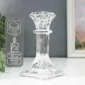 Подсвечник стекло на 1 свечу Колонна прямоугольная прозрачный 16х8,6х8,6 см