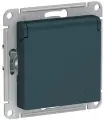 Розетка 1-м СП AtlasDesign 16А IP20 с заземл. защ. шторки с крышкой механизм изумруд SE ATN000846