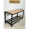 Обувница в прихожую с сиденьем металлическая банкетка дуб Вотан