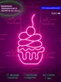 Неоновый светильник, неоновая светодиодная вывеска на стену, настенная неоновая лампа Пирожное, 60 х 34 см