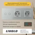 Двухклавишный сенсорный выключатель Livolo с двойной розеткой