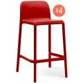 Комплект из 4-х полубарных стульев NARDI Faro Mini, цвет красный, со спинкой, всепогодные