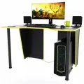 Игровой компьютерный стол Лакер, 100x80x75 см, чёрный с жёлтой кромкой