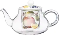 Чайник заварочный Lefard Фрукты 500 мл, с ситечком, стеклянный, фарфоровый, жаропрочный