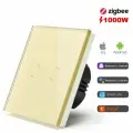 Сенсорный выключатель ZigBee MVAVA, 2 кл. 1 пост, (2G) стекло 86х86мм цвет золотой