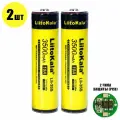 Аккумулятор 18650 (2 шт) LiitoKala Lii-35S 3.7V 3500 mAh c платой защиты от перезаряда и полного разряда / Литий-ионная батарея АКБ 18650 Li-ion 3.7В с емкостью 3500мАч / 2 чипа защиты (PCB)