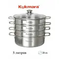 Мантоварка-пароварка 5л, KUKMARA STM502803sbG, комбинированная полировка, 3 уровня