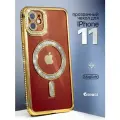 Чехол на iPhone 11 MagSafe со стразами, золотой