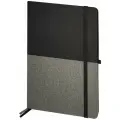 Бизнес-блокнот / записная книжка мужской / женский А5 (148х218 мм), Brauberg Duo, под кожу с резинкой, 80 листов, клетка, черный/серый