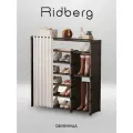 Обувница стеллаж в прихожую RIDBERG Black, 21 пара, стальная, с шторкой, 80х30х105см, черная