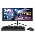 Монитор игровой Reletech G34WQ, 34, 3440x1440, 165 Гц, 1ms, изогнутый, HDMI+DP, FreeSync, для компьютера