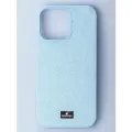 Чехол Swarovski, для iPhone 14, ударопрочный, защита камеры, матовый, голубой