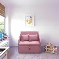 Диван М-Стиль Малыш, выкатной, со спальным местом, розовый, велюровая обивка