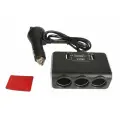 Разветвитель прикуривателя 12/24V на 3 гнезда 120W + 2хUSB (3.0А, 2.1А) + вольтметр