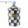 Банка для сыпучих продуктов 1,4 литра, MacKenzie-Childs, Royal Check, синяя, клетка, ручная роспись, эмаль, бронза, премиум посуда, емкость для хранения с крышкой