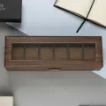 CLOX box / Шкатулка для часов, украшений, коричневая экокожа, 6 ячеек